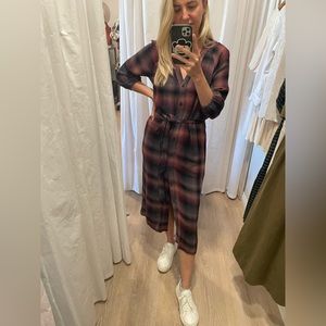 Nwt Bella Dahl Aurora Button Down Plaid Midi Dress